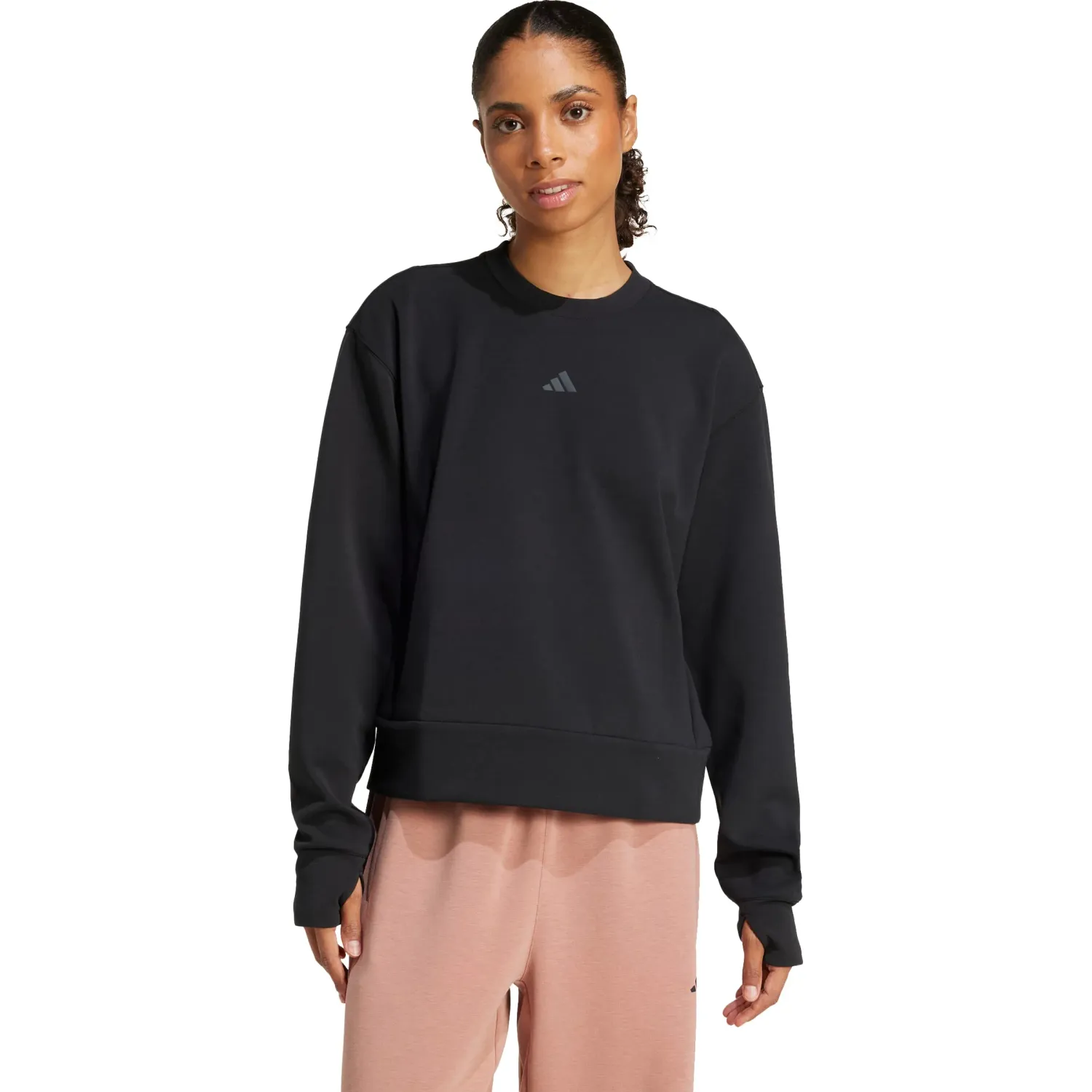 Polera Adidas Training Mujer D4t Knit Crew Climacool color negro | Platanitos