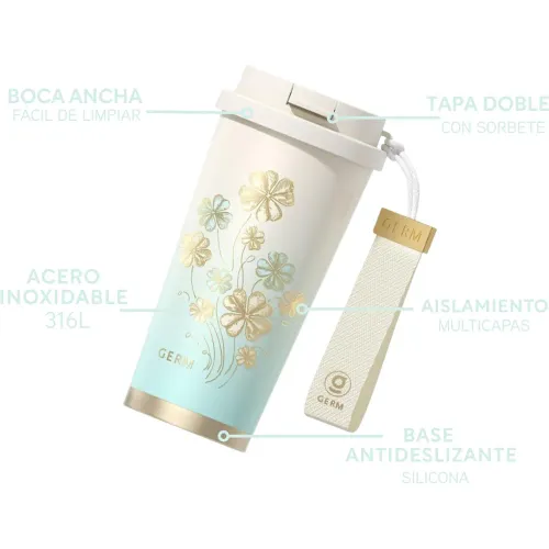 GERM Vaso Térmico Trebol 500ml Acero Inoxidable