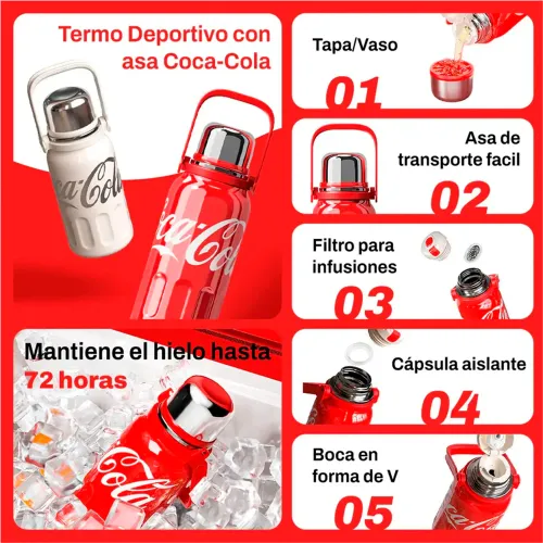 GERM Vaso Térmico Coca‑cola 800 Ml Con Tapa Taza