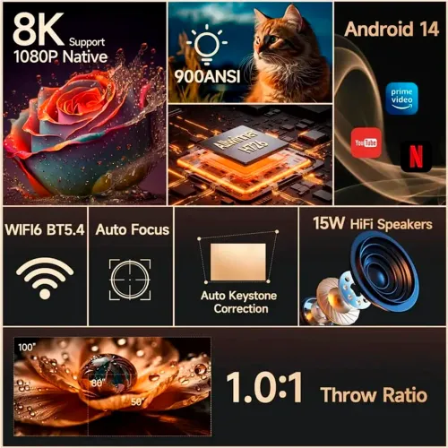 MAGCUBIC Proyector Portátil Hy350 Max Hd 900 Ansi