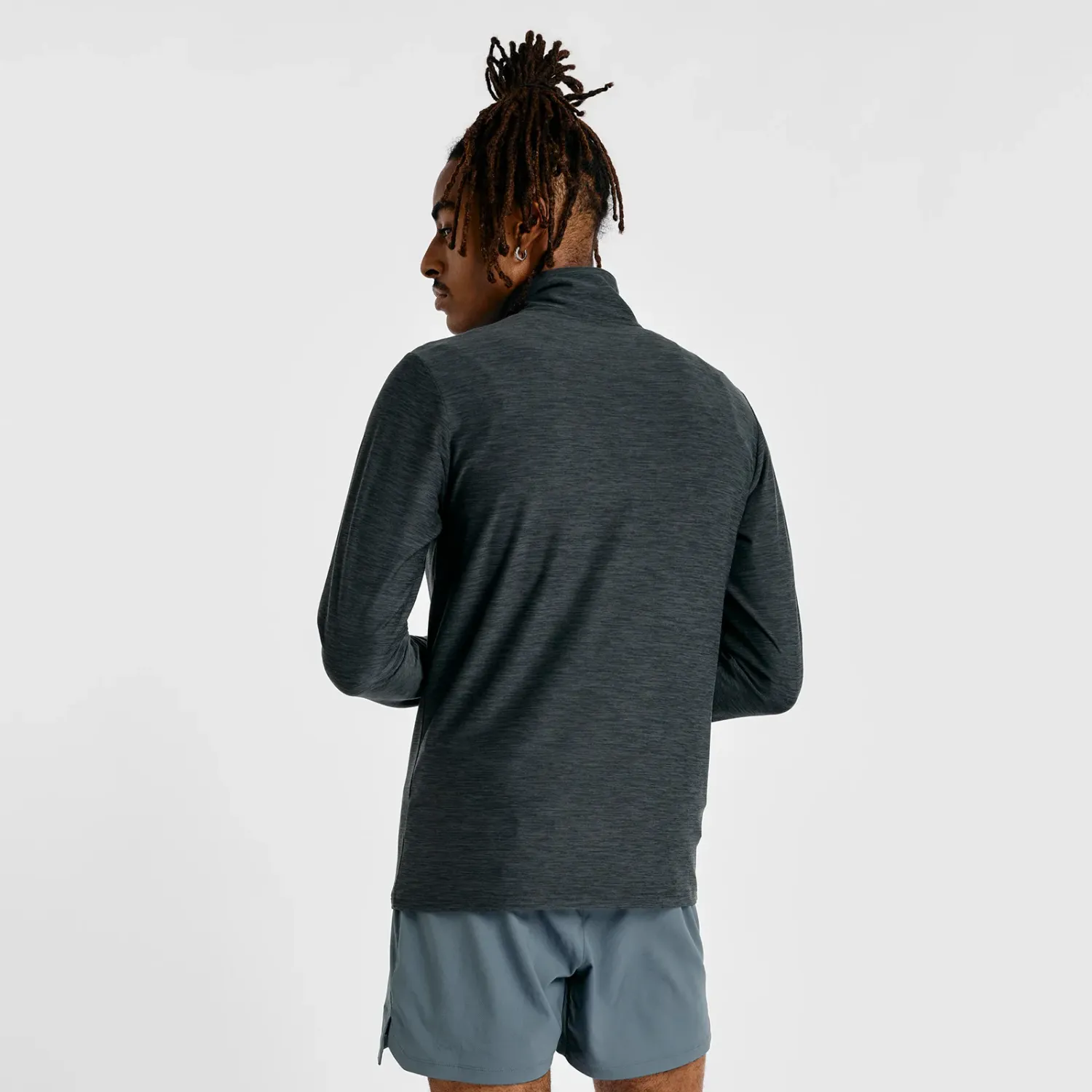 Casaca New Balance Training Hombre Space Dye 1/4 Zip color negro | Platanitos