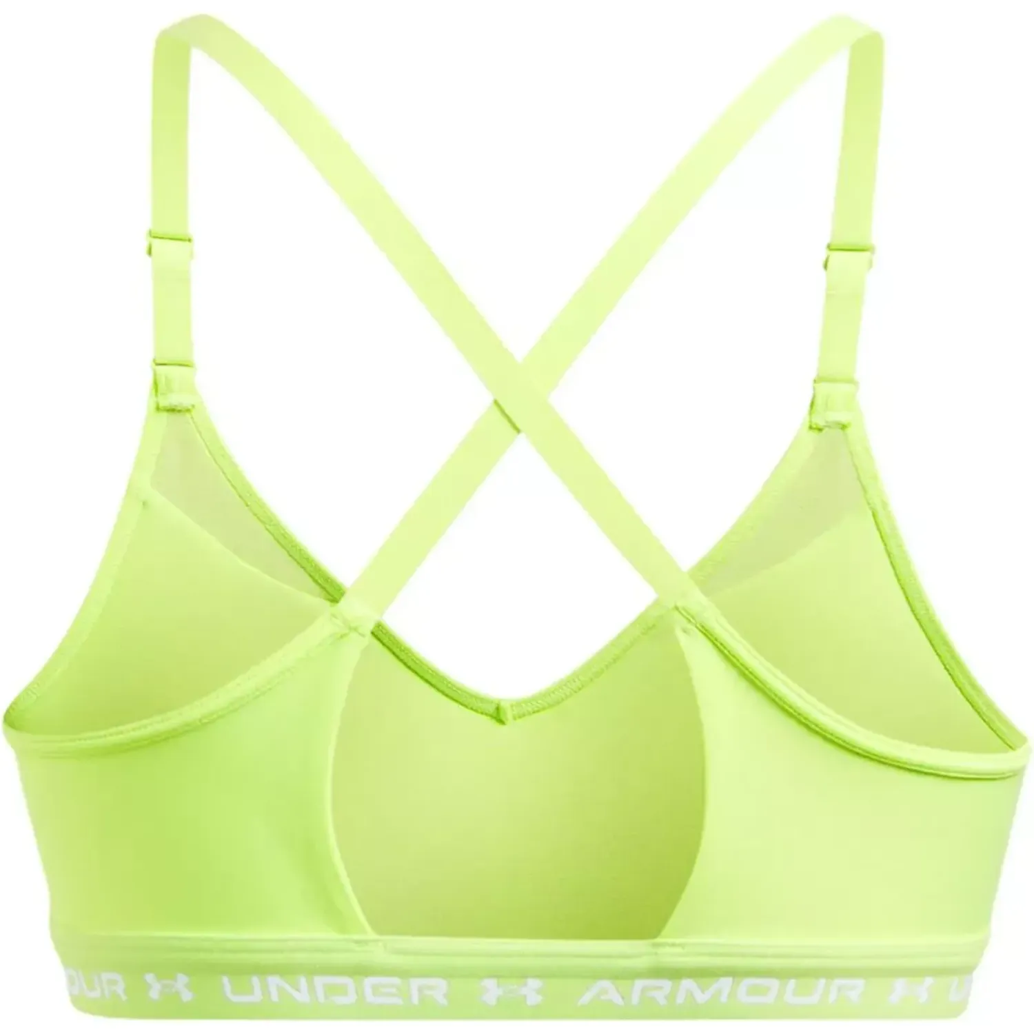 Top Under Armour Training Mujer Crossback Low Bra color verde limon | Platanitos