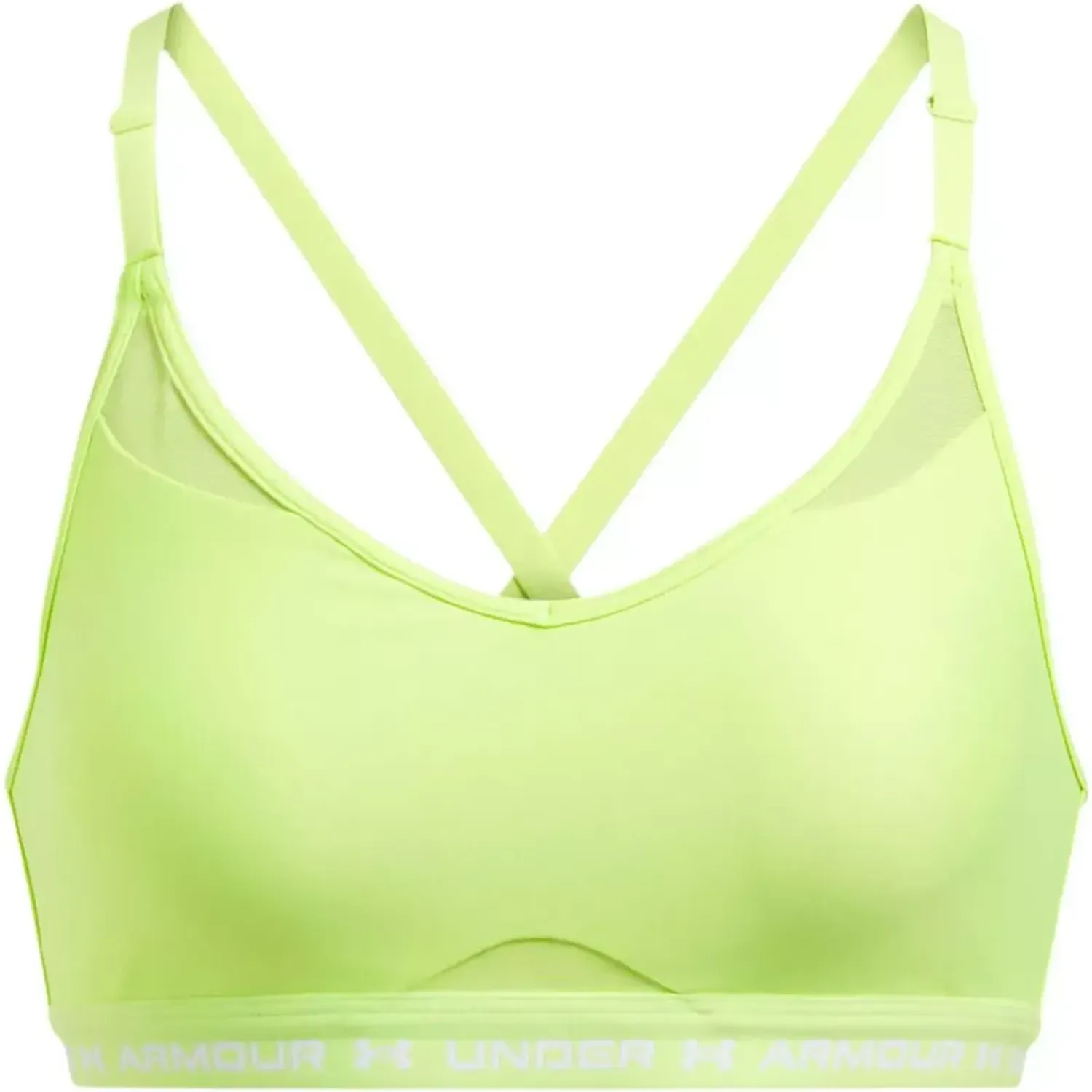 Top Under Armour Training Mujer Crossback Low Bra color verde limon | Platanitos