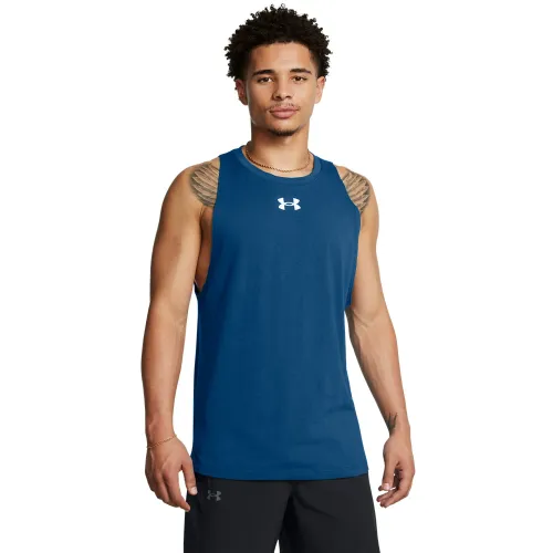 Bividi Under Armour Basquet Hombre Baseline Cotton Tank color azul | Platanitos