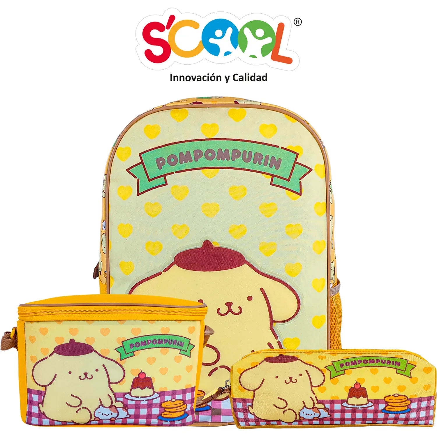 Set Scool Mochila Oficio Kombat Tela Pompompurin color multicolor | Platanitos