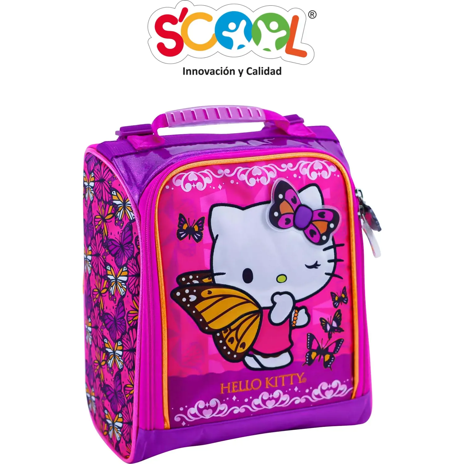 Set Scool Maleta Con Ruedas Grande Magic Premium Tela Kitty color multicolor | Platanitos