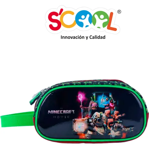 Scool Set Maleta Con Ruedas Grande Magic 3d Eva Metalico Minecraft
