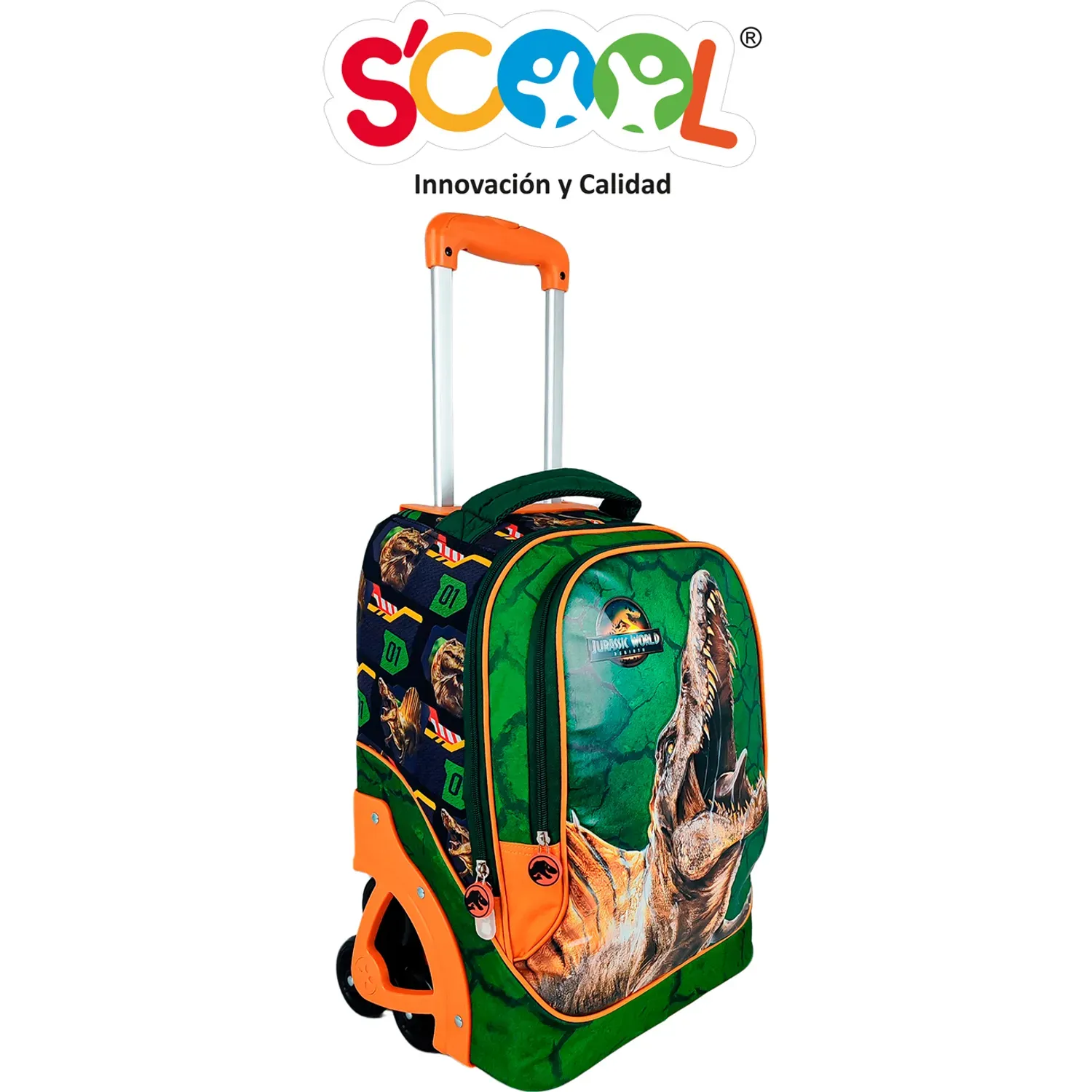 Set Scool Maleta Con Ruedas Grande Magic Premium Metalizado Jurassic color multicolor | Platanitos