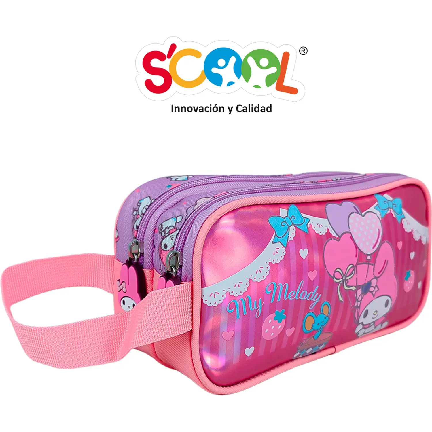 Set Scool Maleta Con Ruedas Grande Magic Premium Metalizado My Melody color multicolor | Platanitos
