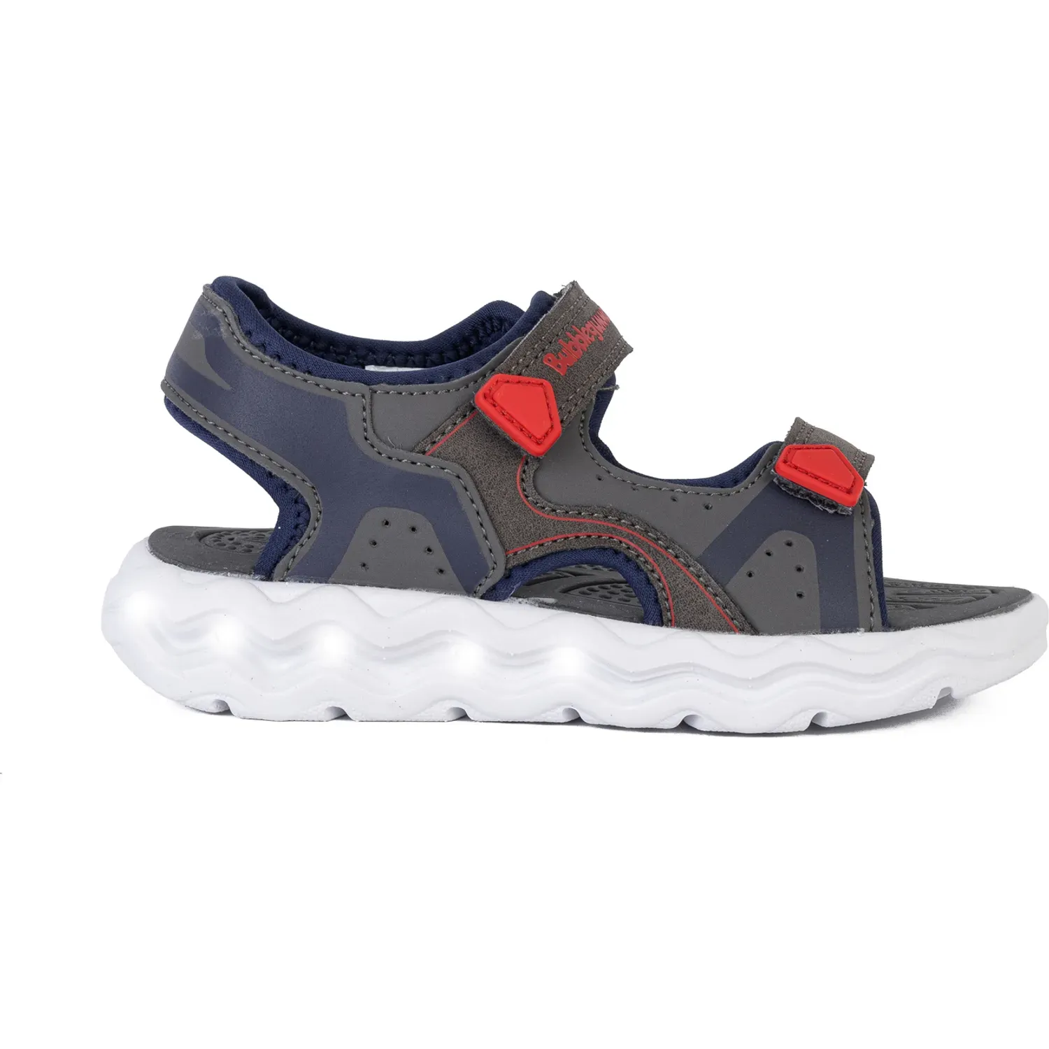 Sandalias Bubble Gummers Casuales Con Luces Niño Drum color gris / azul | Platanitos