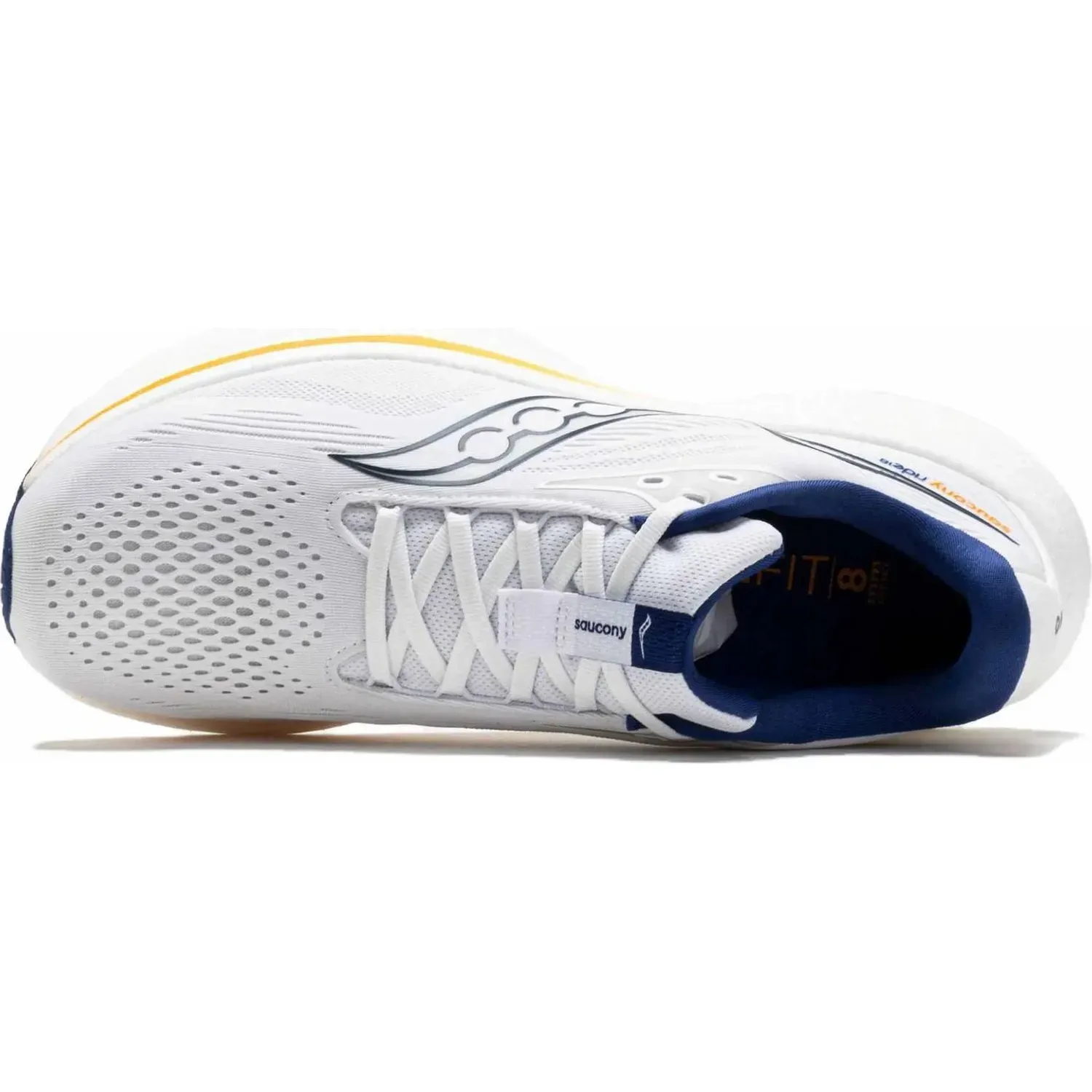 Zapatillas Saucony Running Hombre  Ride 18 color blanco / azul | Platanitos
