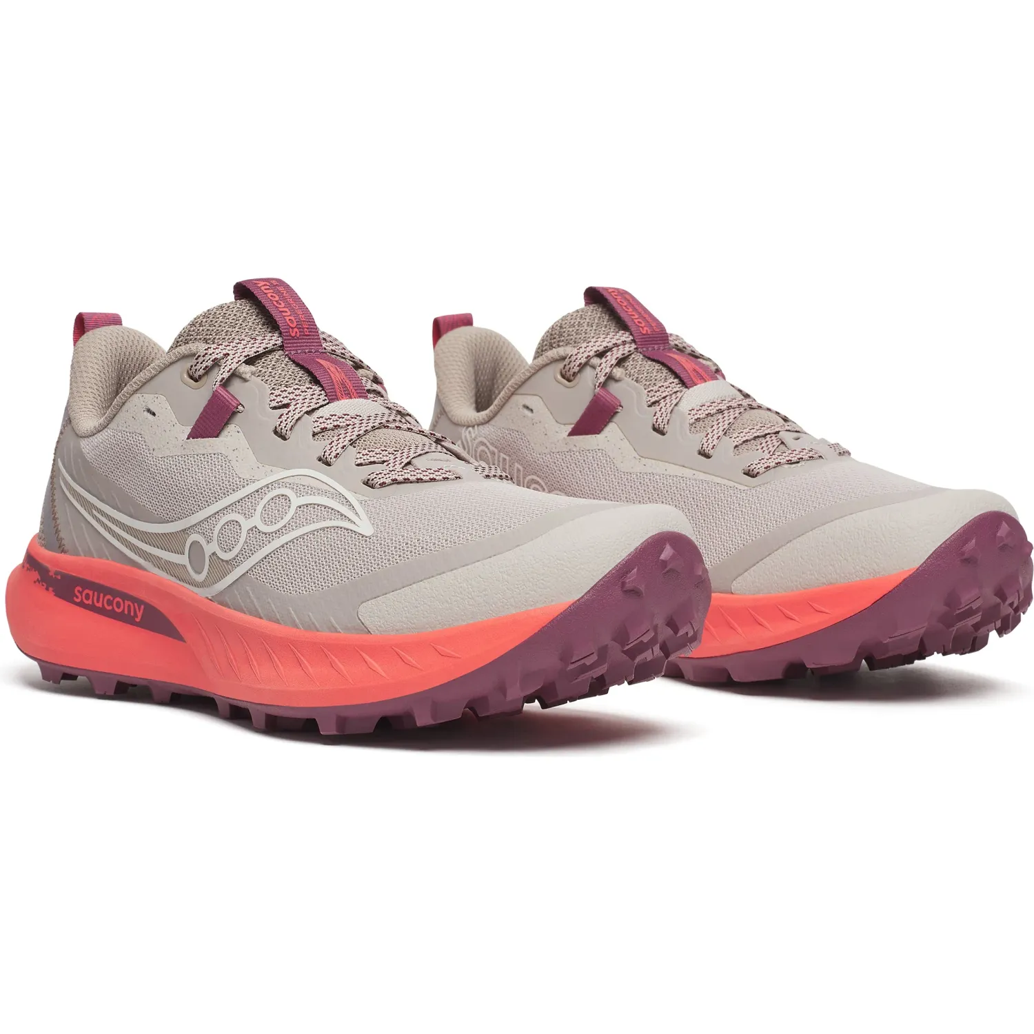 Zapatillas Saucony Running Mujer  Peregrine 15 color blanco / naranja | Platanitos