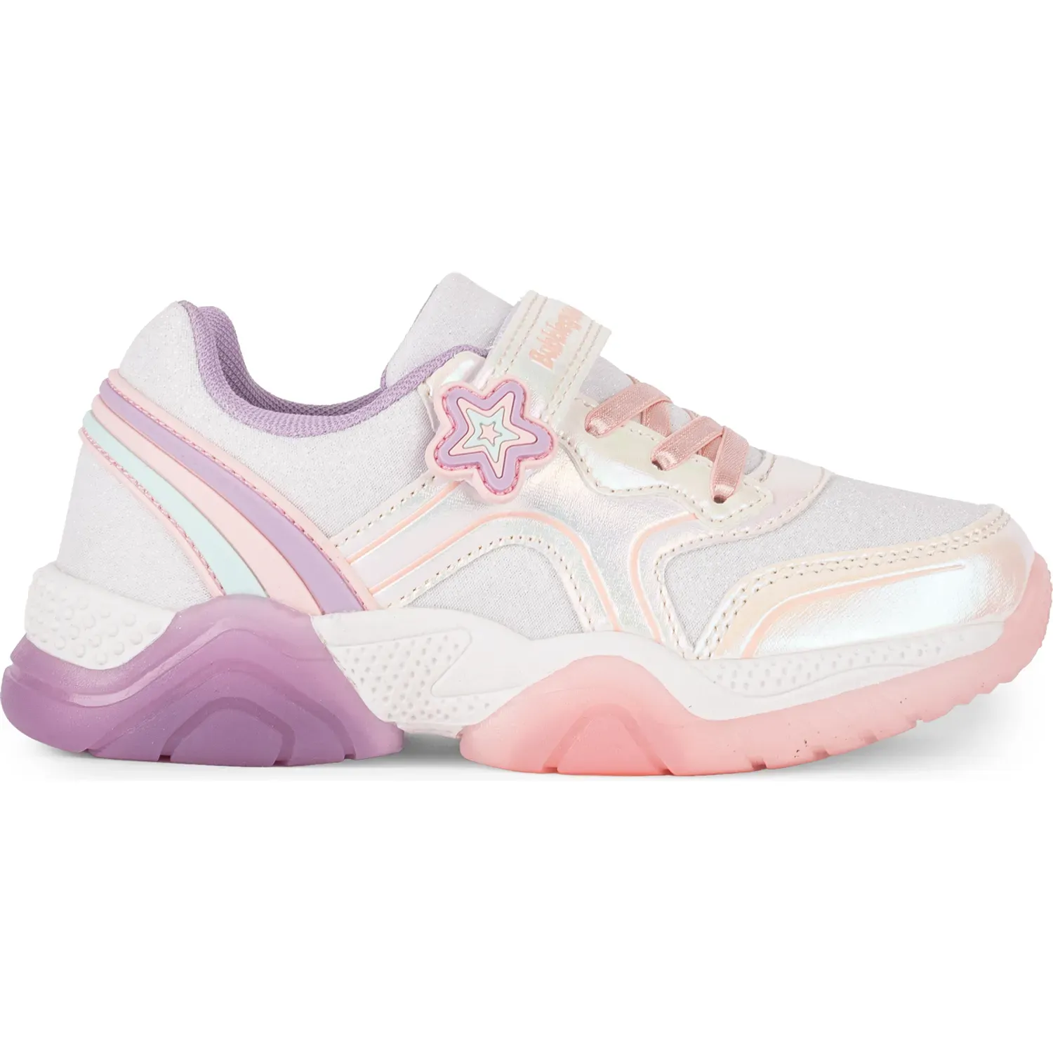 Zapatillas Bubble Gummers Urbanas Con Luces Niña Alpha Light color blanco | Platanitos