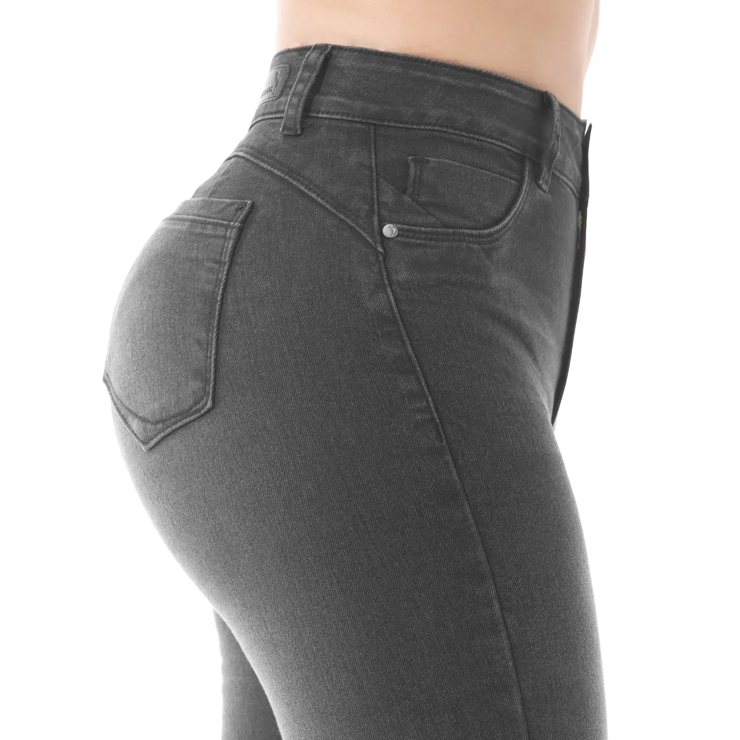 Jeans Kansas Mujer Be0250 Cintura Flare 1b color plomo | Platanitos