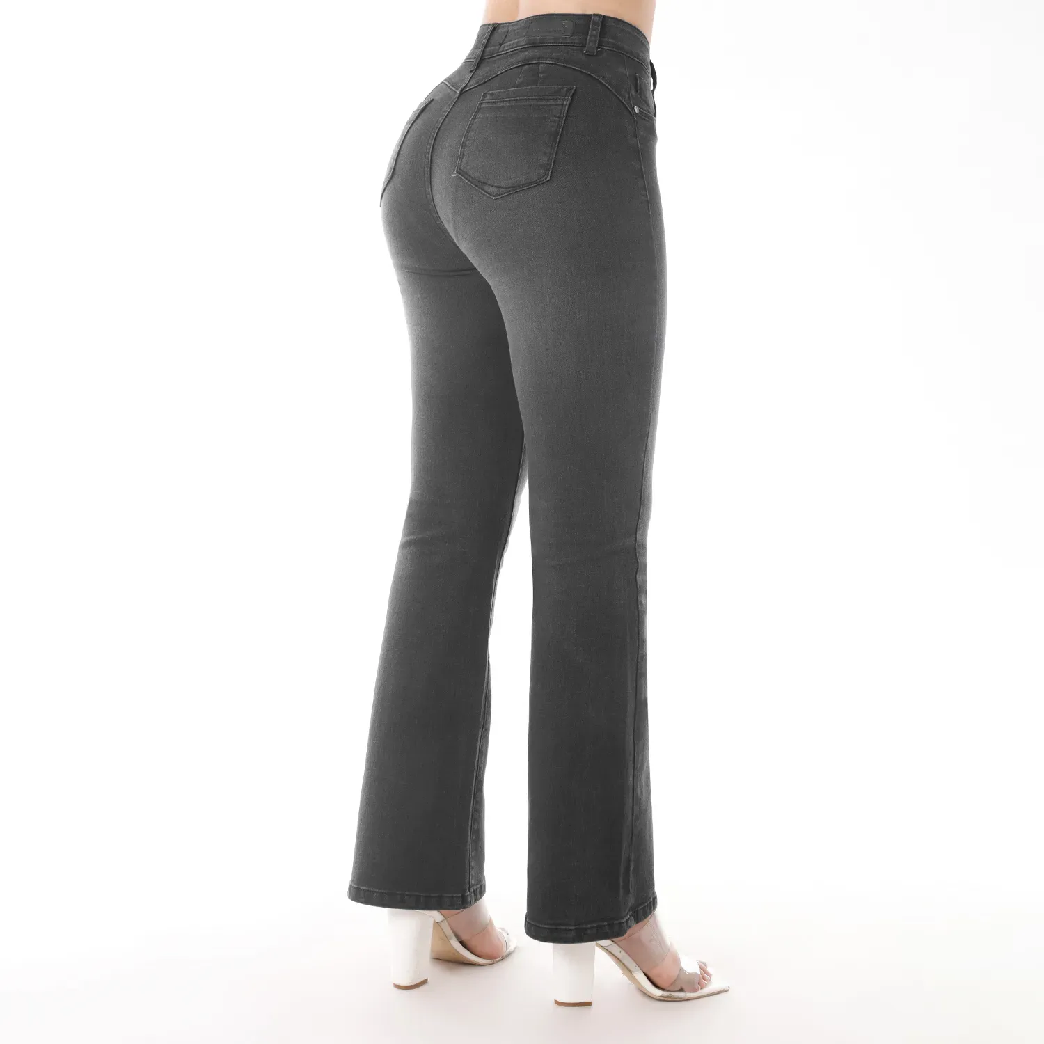 Jeans Kansas Mujer Be0250 Cintura Flare 1b color plomo | Platanitos