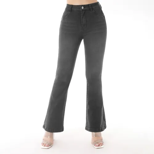 Jeans Kansas Mujer Be0250 Cintura Flare 1b color plateado | Platanitos