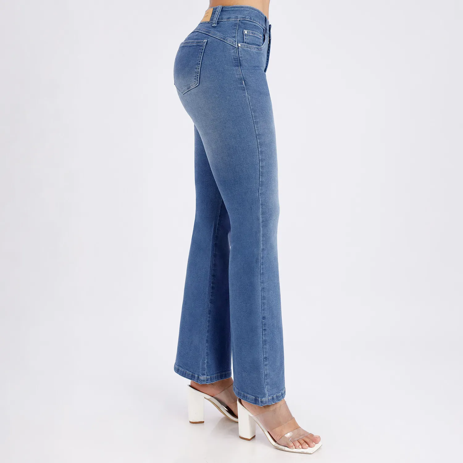 Jeans Kansas Mujer K14516 Cintura Flare 1b color pepper | Platanitos
