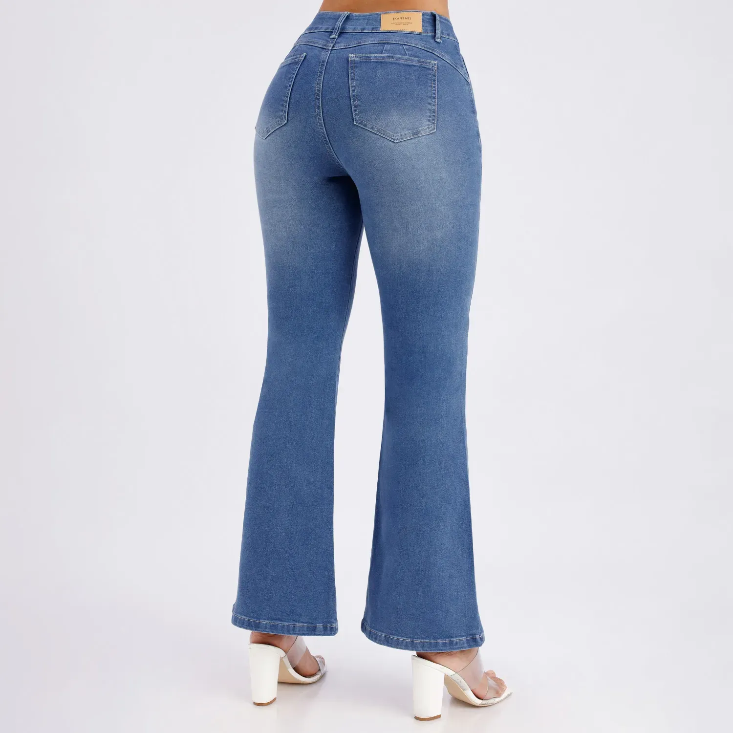 Jeans Kansas Mujer K14516 Cintura Flare 1b color pepper | Platanitos