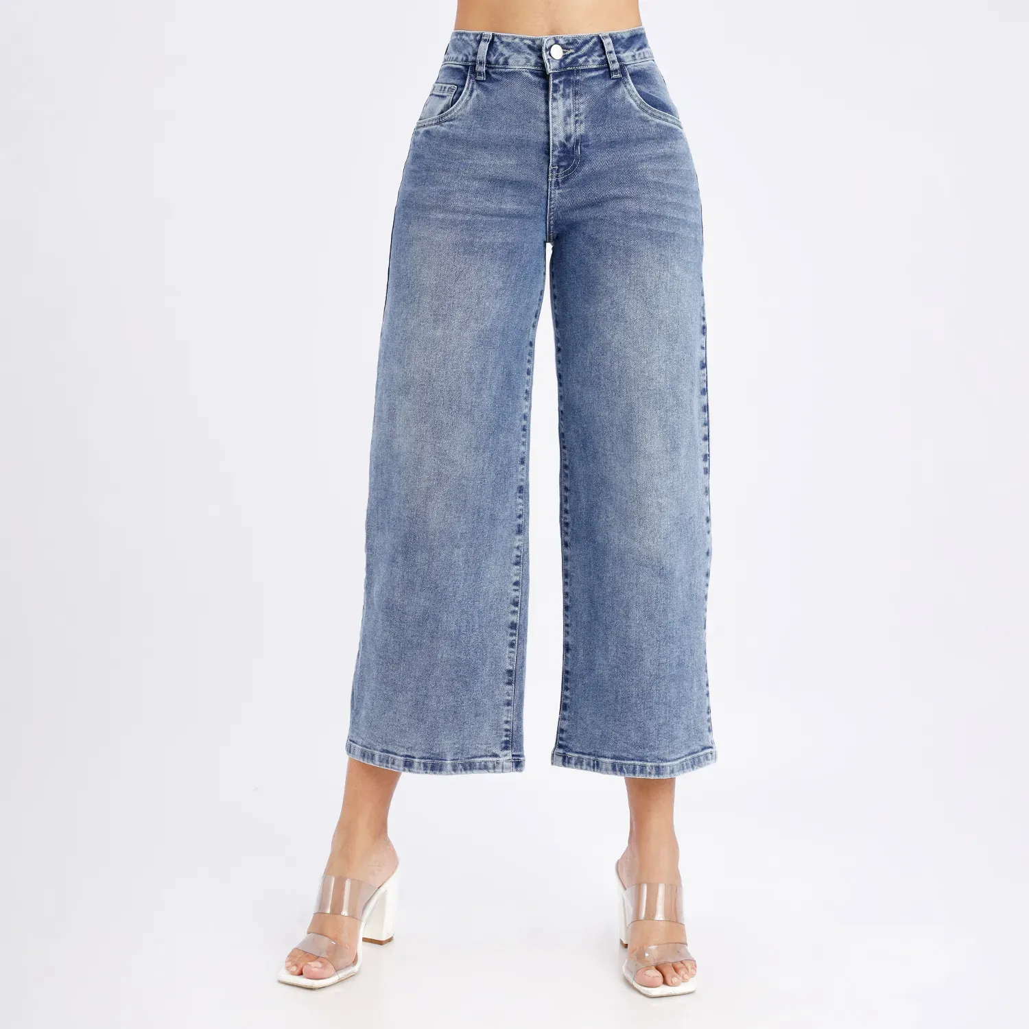 Jeans Kansas Mujer K14417 Culotte Cintura 1b color cristal | Platanitos