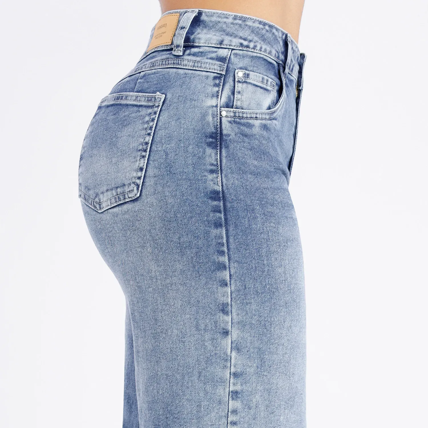 Jeans Kansas Mujer K14417 Culotte Cintura 1b color cristal | Platanitos