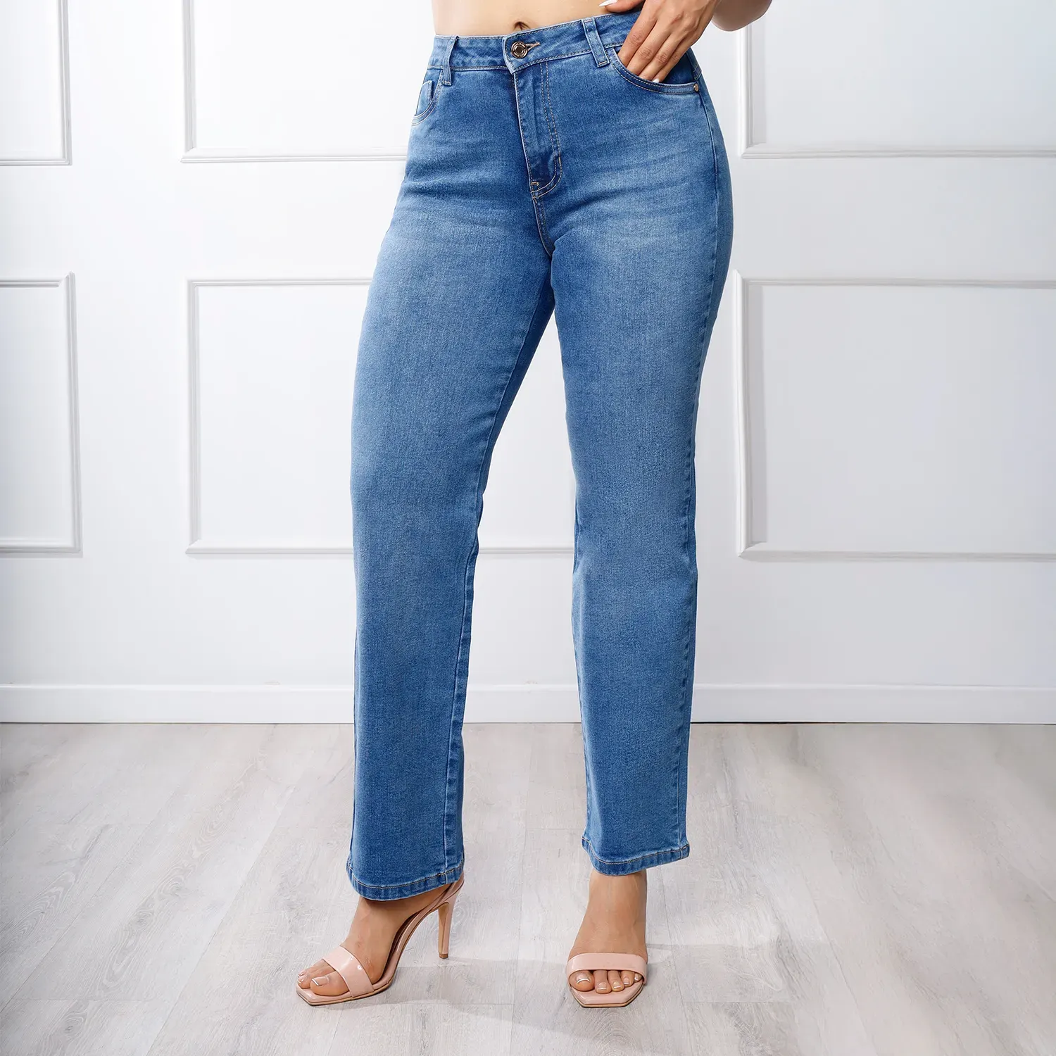 Jeans Kansas Mujer Ximena Cintura Straight 1b color celeste | Platanitos