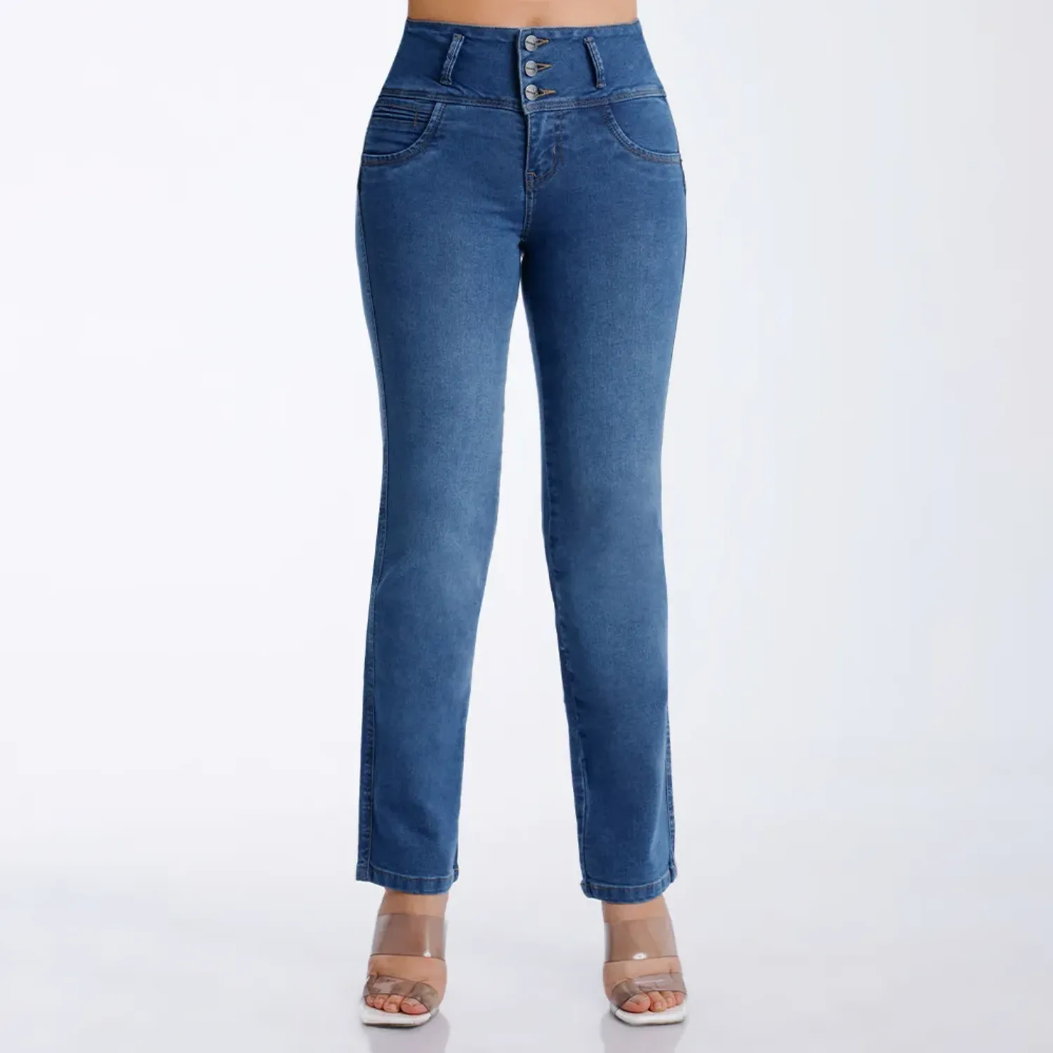 Jeans Kansas Mujer Be0339 Cintura 3b Semirecto C/B color cristal | Platanitos