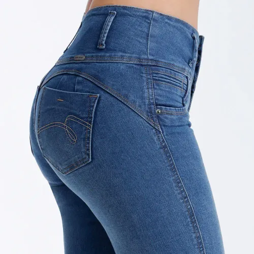 KANSAS Jeans Mujer Be0339 Cintura 3b Semirecto C/B