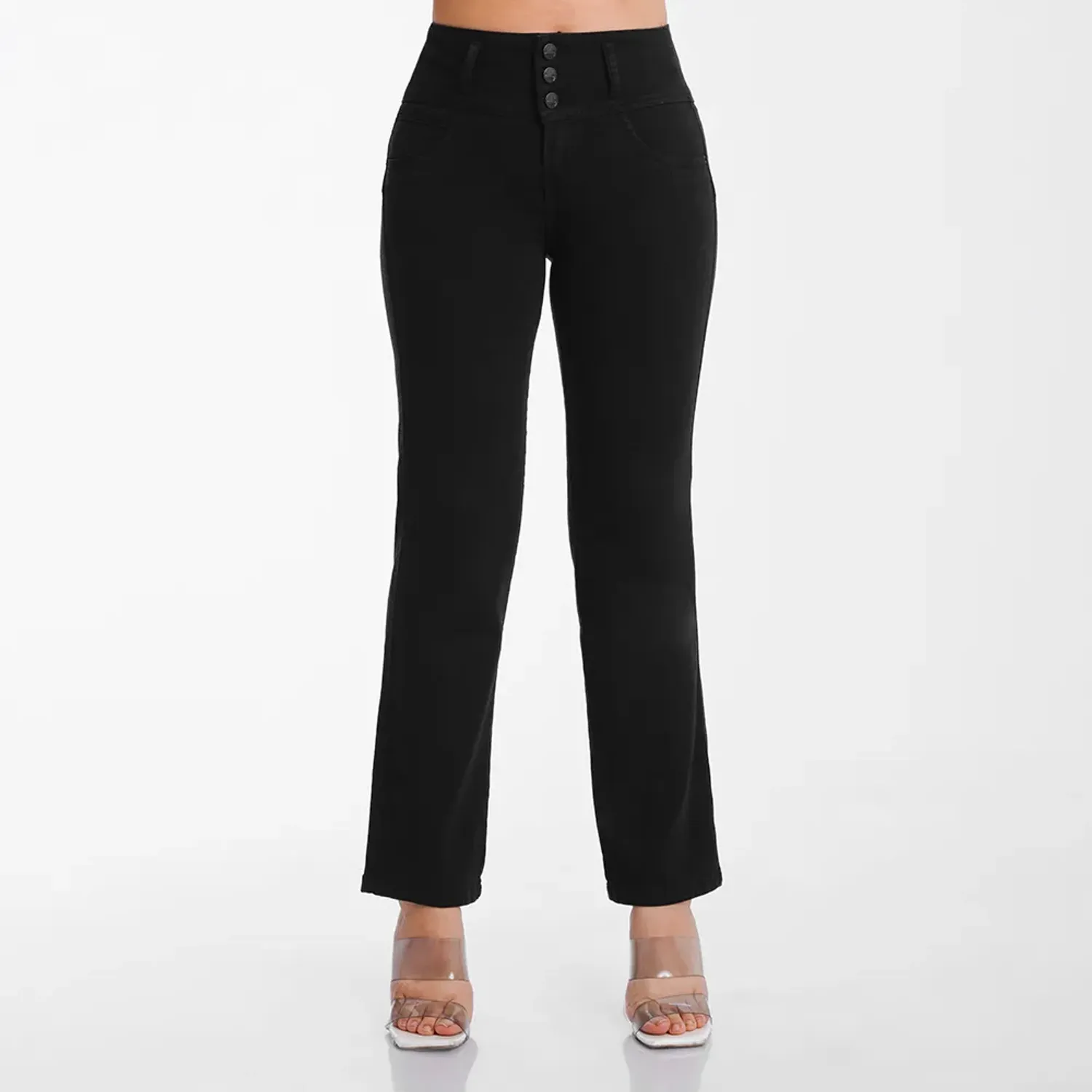 Jeans Kansas Mujer Be0339 Cintura 3b Semirecto C/B color negro | Platanitos