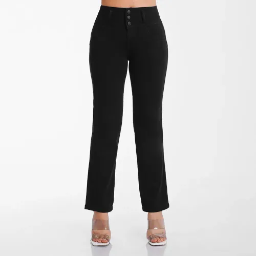 Jeans Kansas Mujer Be0339 Cintura 3b Semirecto C/B color negro | Platanitos