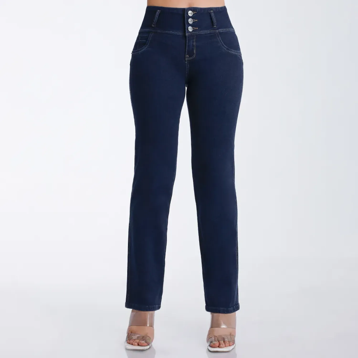 Jeans Kansas Mujer Be0339 Cintura 3b Semirecto C/B color azul noche | Platanitos