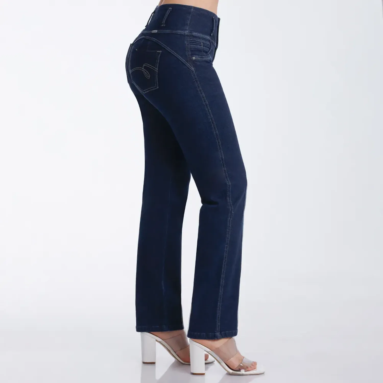 Jeans Kansas Mujer Be0339 Cintura 3b Semirecto C/B color azul noche | Platanitos