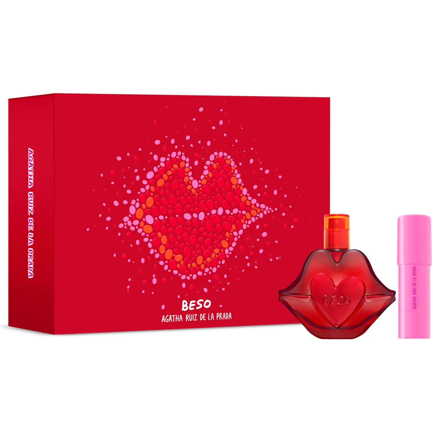 Set Agatha Ruiz De La Prada Perfume Mujer Beso Eau De Toilette 50 Ml + Make Up Stick color rojo | Platanitos