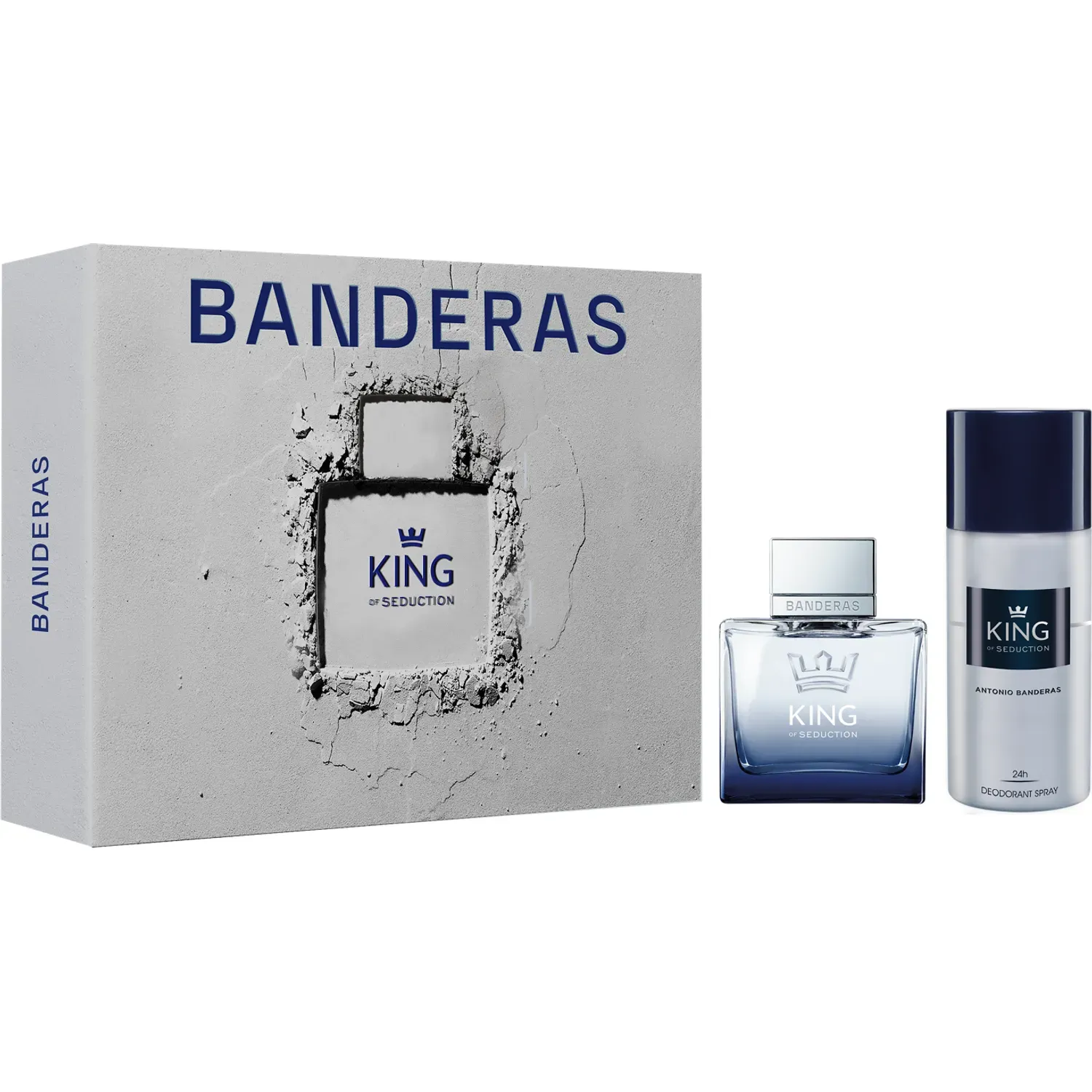 ANTONIO BANDERAS Set Antonio Banderas Perfume Hombre King Of Seduction Eau De Toilette For Men 100 Ml + 24h Deodorant Spray 150 Ml color gris / azul | Platanitos