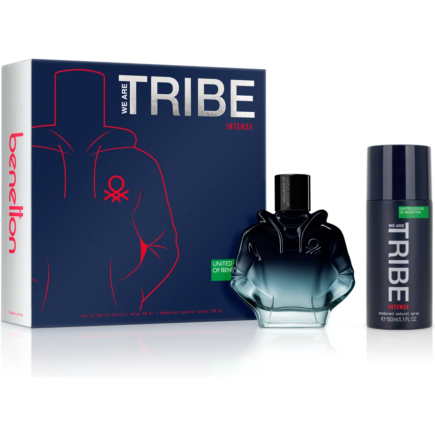 Set Benetton Perfume Hombre Tribe Cool Edt 90 Ml Para Hombre + Desodorante 150 Ml color azul | Platanitos