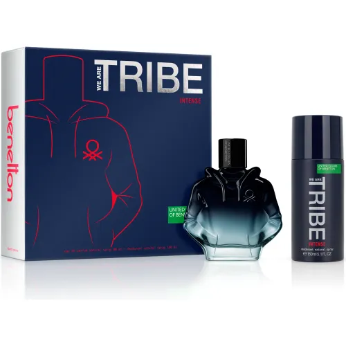 Set Benetton Perfume Hombre Tribe Cool Edt 90 Ml Para Hombre + Desodorante 150 Ml color azul | Platanitos
