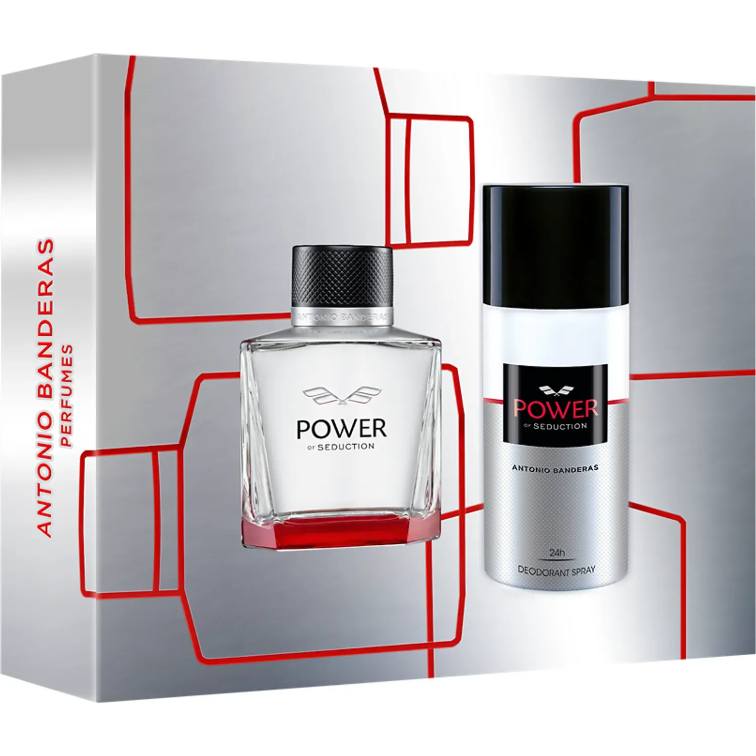ANTONIO BANDERAS Set Antonio Banderas Perfume Hombre Power Of Seduction Eau De Toilette 100 Ml + 24 H Deodorant Spray 150 Ml color gris / rojo | Platanitos