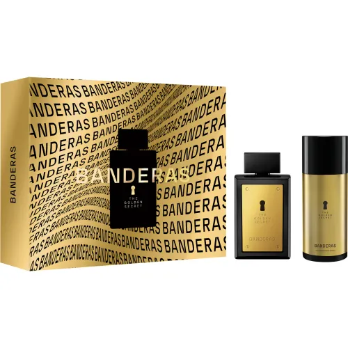 Set Antonio Banderas Perfume Hombre The Golden Secret Eau De Toilette 100 Ml + 24h Deodorant Spray 150 Ml color dorado | Platanitos