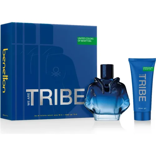 Set Benetton Perfume Hombre Tribe Eau De Toilette 90 Ml + Shower Gel 75ml color azul | Platanitos