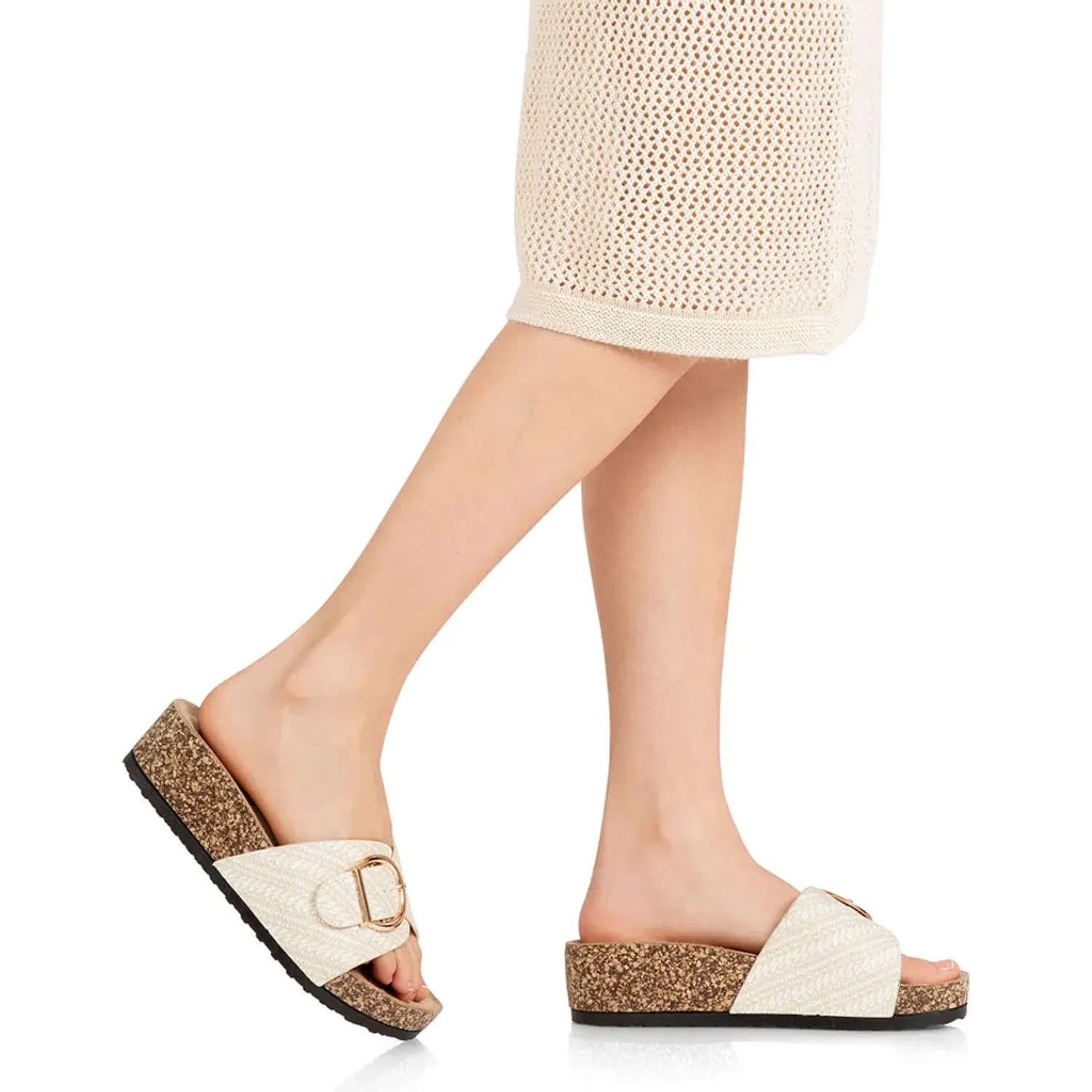 Sandalia Via Uno  Mujer Lc060198 color beige | Platanitos