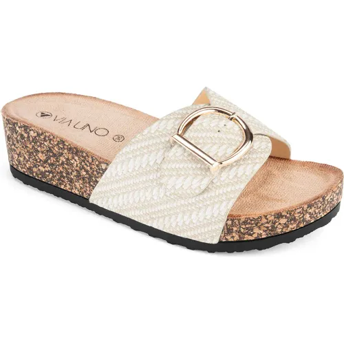 Sandalia Via Uno  Mujer Lc060198 color beige | Platanitos