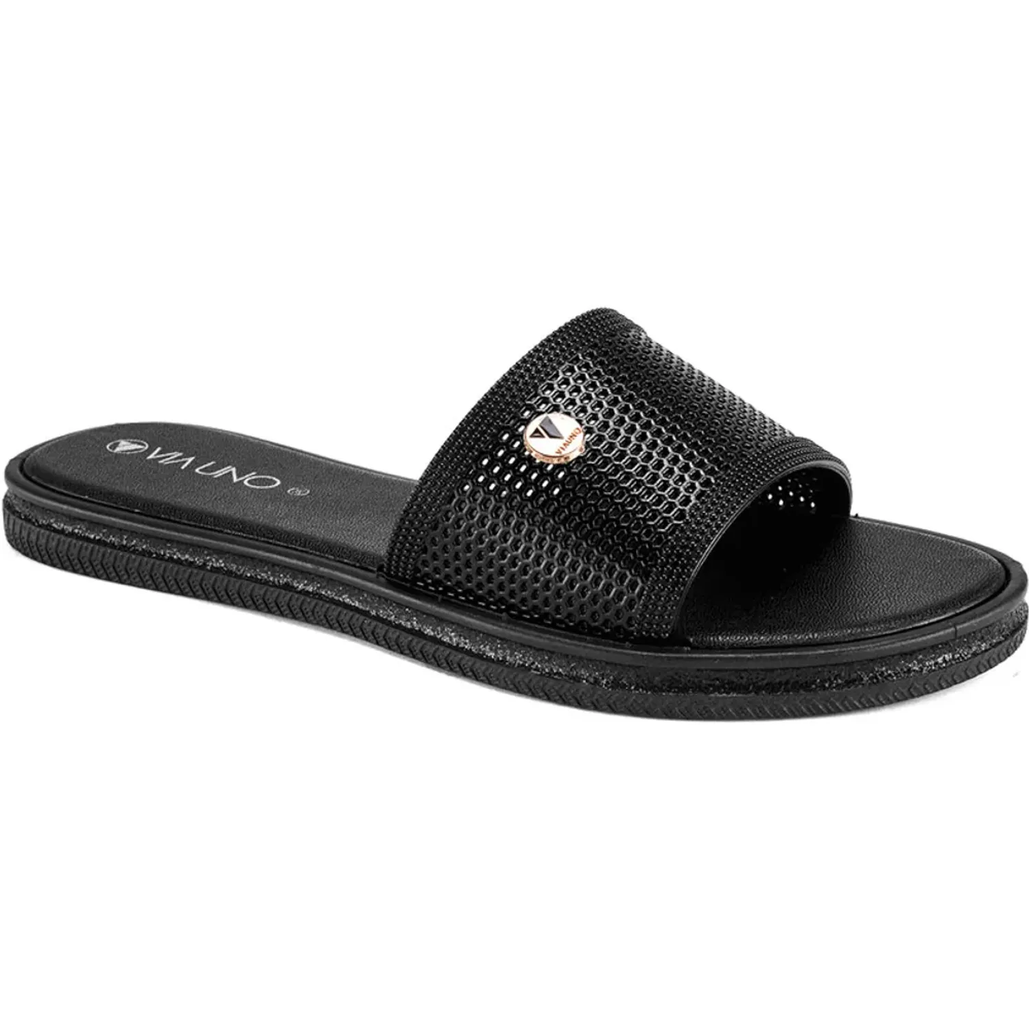 Sandalia Via Uno  Mujer Lc017629 color negro | Platanitos