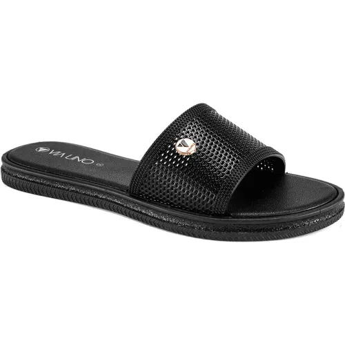 Sandalia Via Uno  Mujer Lc017629 color negro | Platanitos