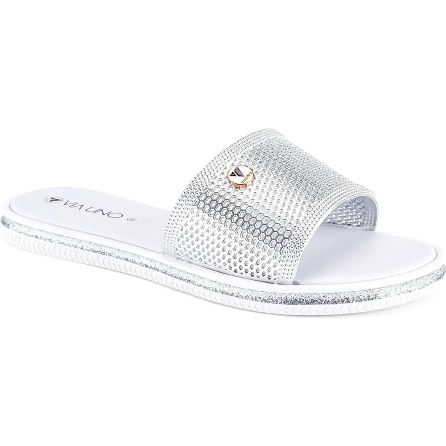 Sandalia Via Uno  Mujer Lc017629 color silver | Platanitos