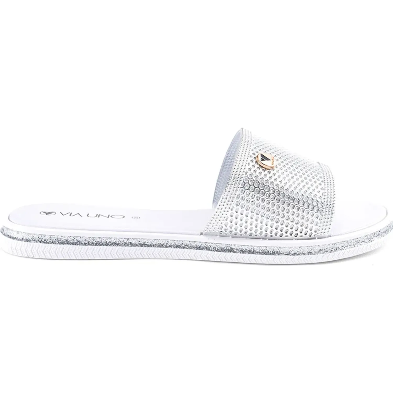 Sandalia Via Uno  Mujer Lc017629 color silver | Platanitos