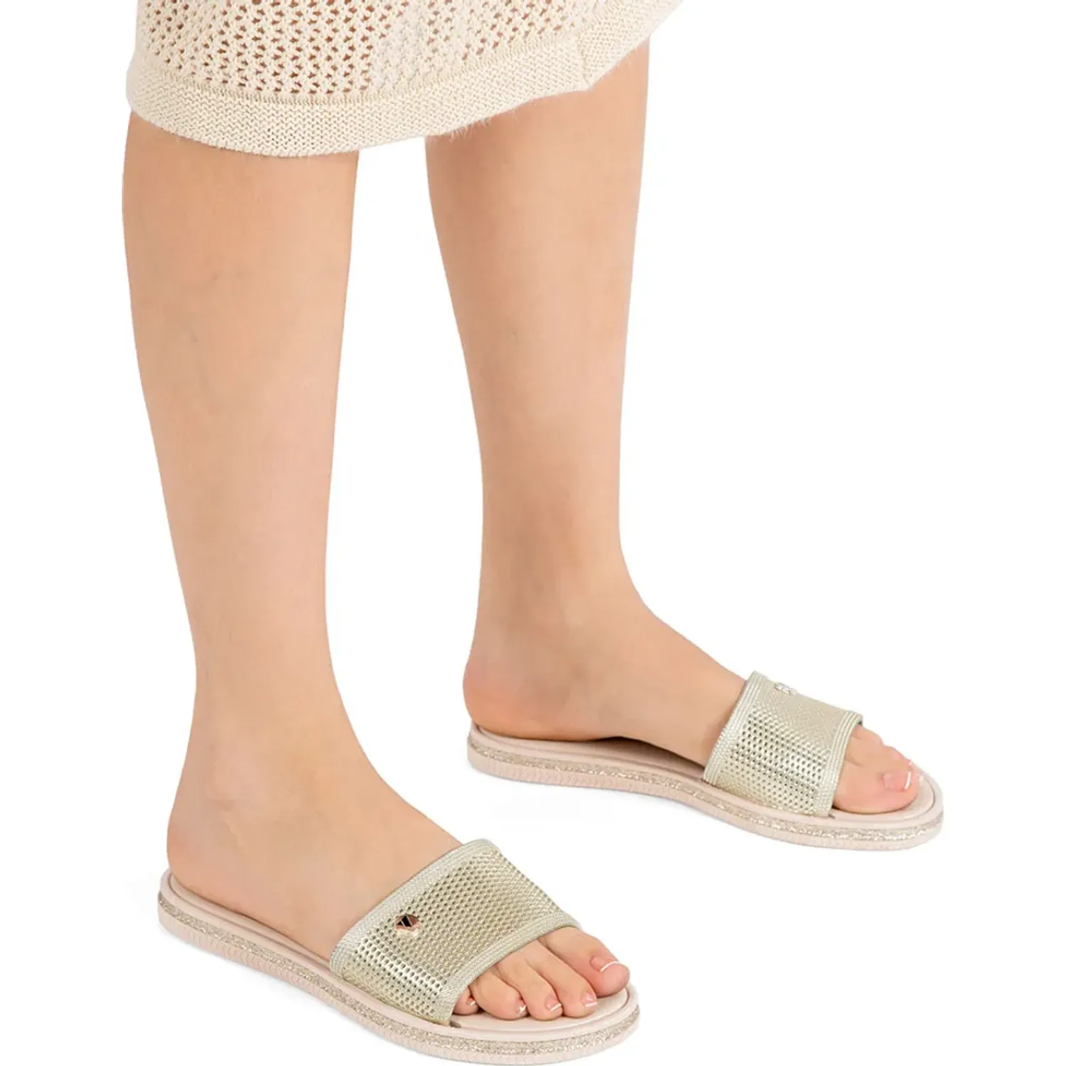Sandalia Via Uno  Mujer Lc017629 color gold | Platanitos
