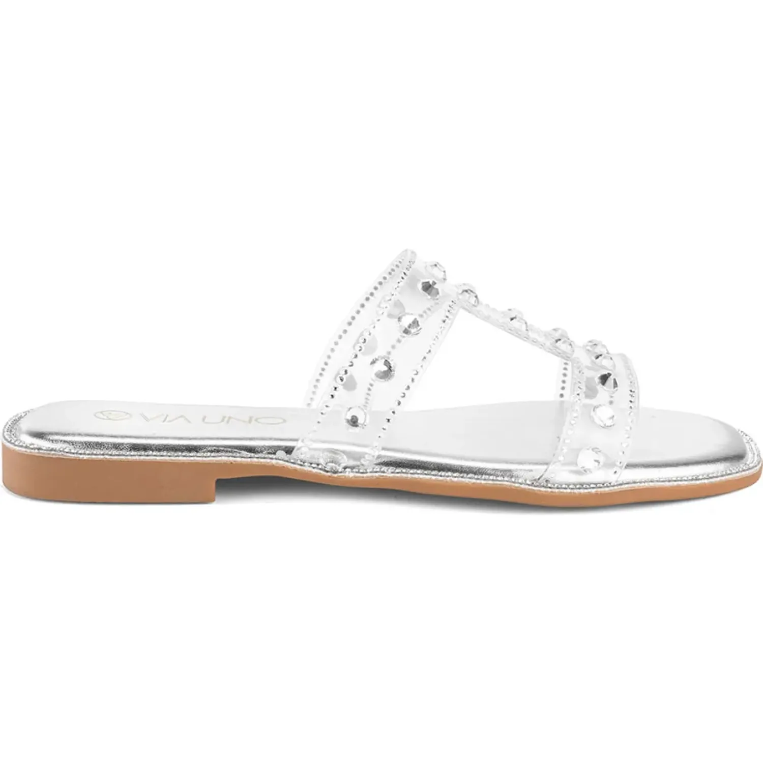 Sandalia Via Uno  Mujer 1d8136-W4 color silver | Platanitos