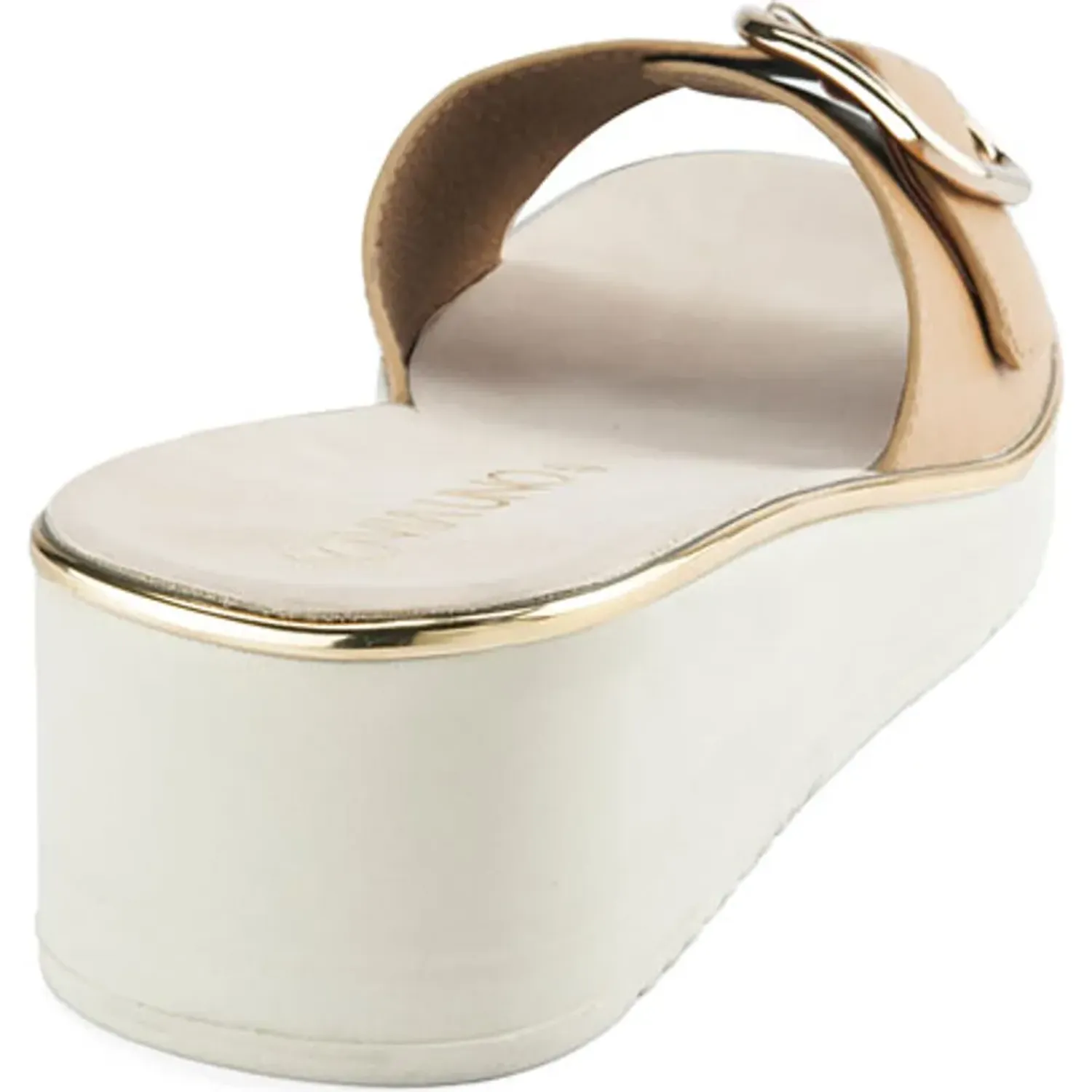 Sandalia Via Uno Cuña Mujer Yq7739-F02 color beige | Platanitos