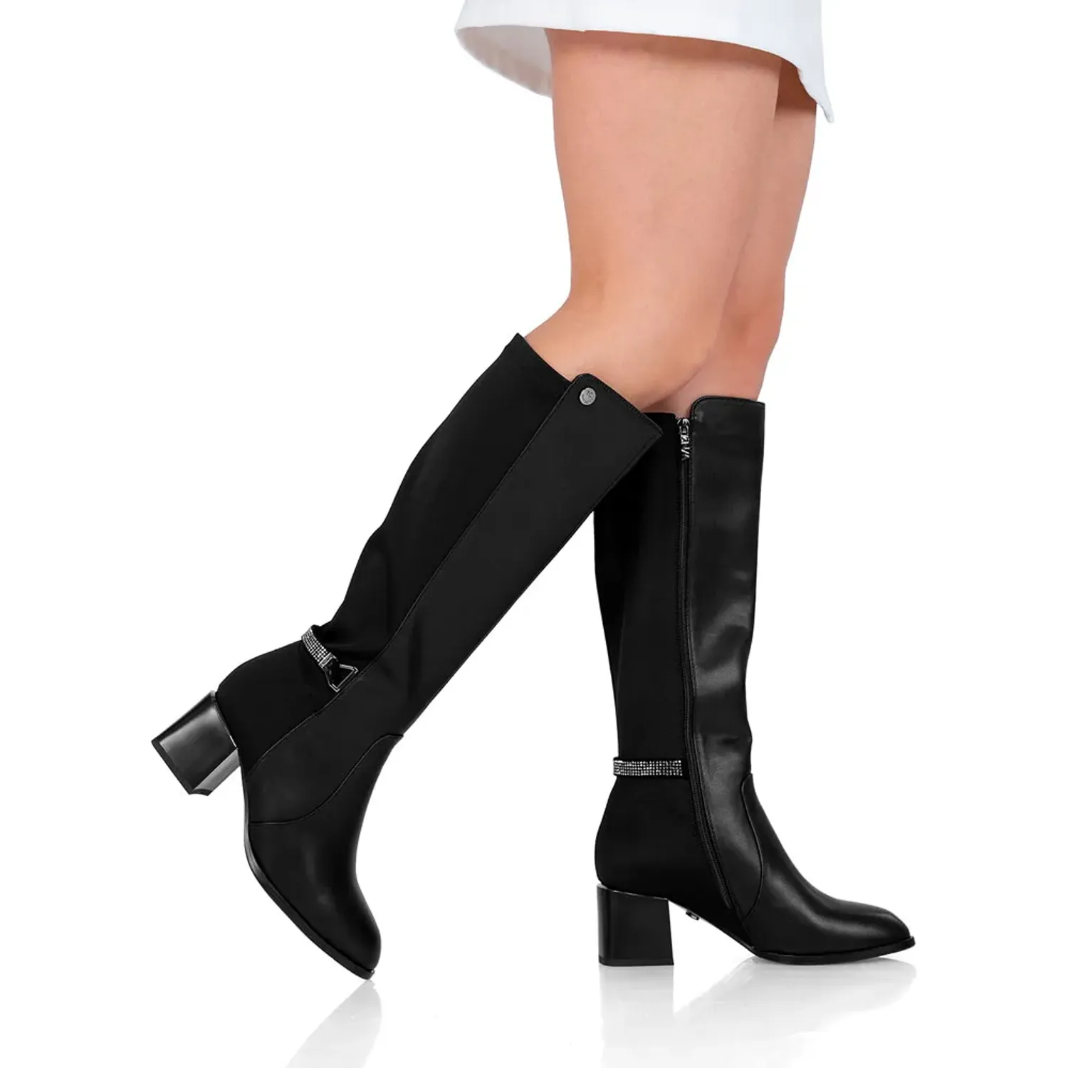 Bota Time Chopper De Vestir Mujer Df2818-H556 color negro | Platanitos