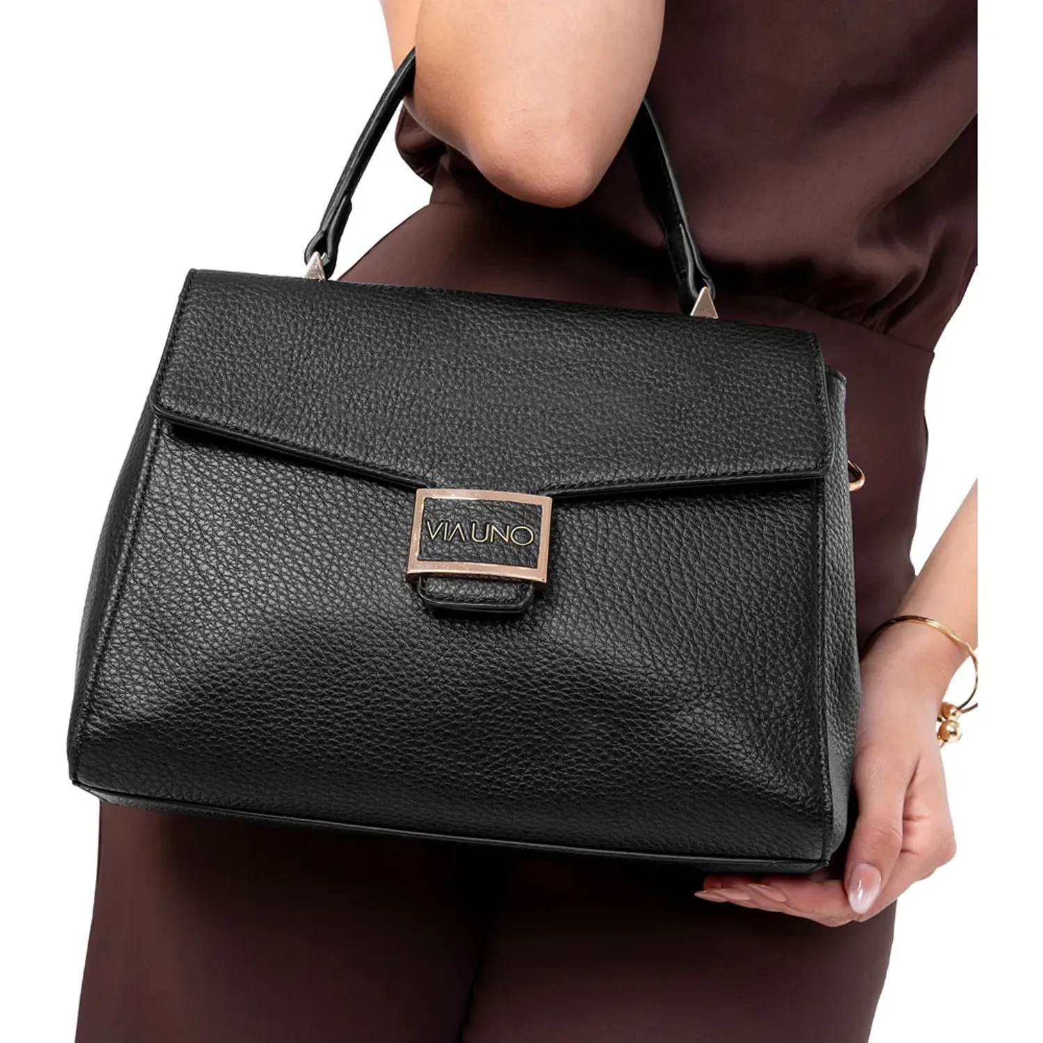 Cartera Via Uno Casual Mujer Rc3456 color negro | Platanitos