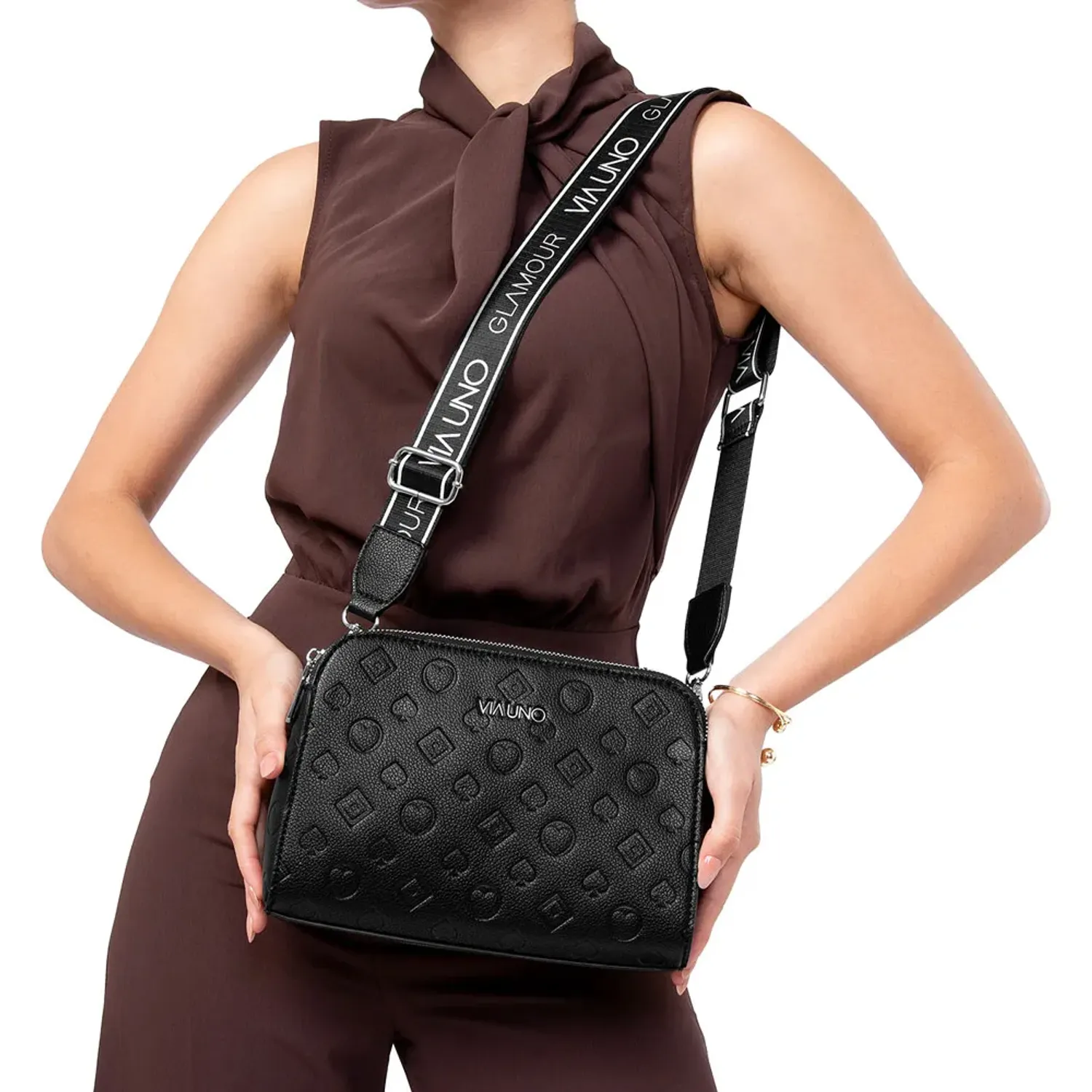 Cartera Via Uno Casual Mujer Rz2923 color negro | Platanitos